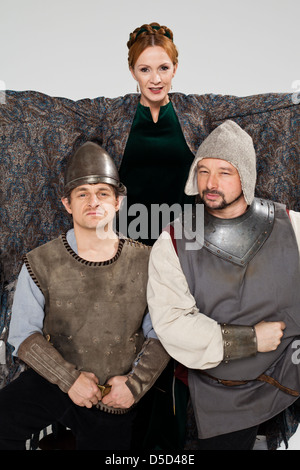 Volker Zack Michalowski, Katja Flint und Roman Leitner Shamov bei einem Fototermin für ARD TV-Serie "Sechs Auf Einen Streich" am Stockfoto