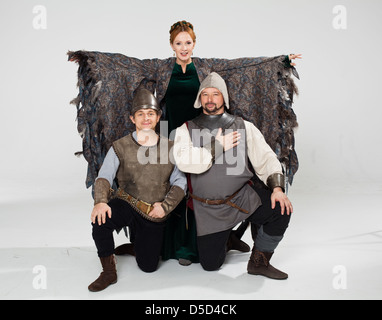 Volker Zack Michalowski Katja Flint und Roman Leitner Shamov bei einem Fototermin für ARD TV-Serie "Sechs Auf Einen Streich" am Stockfoto