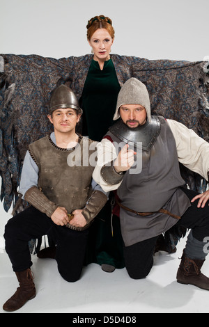 Volker Zack Michalowski, Katja Flint und Roman Leitner Shamov bei einem Fototermin ARD TV-Serie "Sechs Auf Einen Streich" am Stockfoto