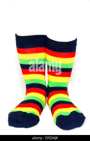 Gestreiften Socken auf dem weißen Hintergrund isoliert Stockfoto