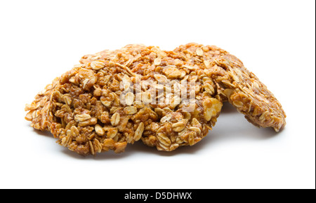 Bio Hafer Cookies isoliert auf weißem Hintergrund Stockfoto