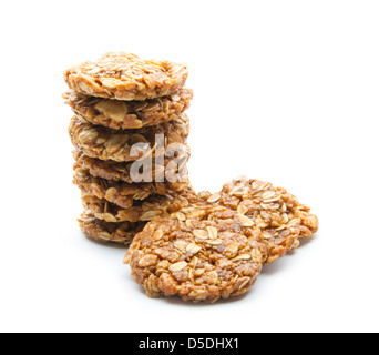 Bio Hafer Cookies isoliert auf weißem Hintergrund Stockfoto