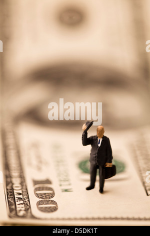 Abbildung der Geschäftsmann auf 100 US-Dollar-banknote Stockfoto