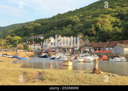 Am Abend Sonnenschein in Porlock Weir, Exmoor National Park, Somerset, Großbritannien Stockfoto