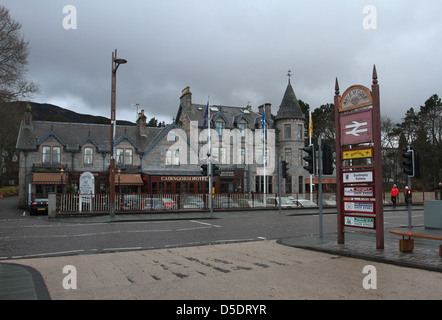 Cairngorm Hotel und aviemore Bahnhof zeichen Schottland März 2013 Stockfoto