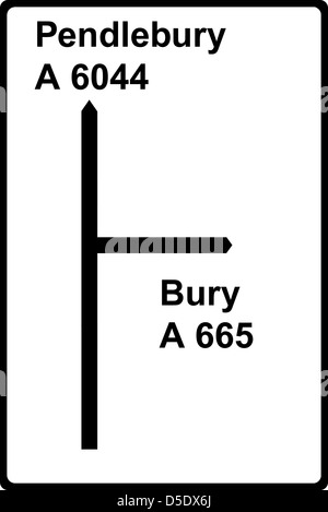 Nicht-primäres Abzweigschild nach Pendlebury in Nordwestengland Stockfoto
