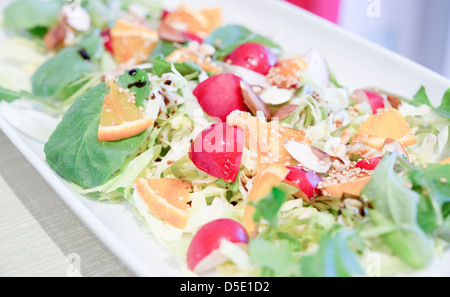 Eine gesunde und geschmackvoll gemischter Salat mit Feta-Käse Stockfoto