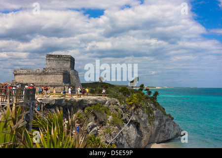 Touristen am Strand, Tulum, Quintana Roo Zustand, Mexiko Stockfoto