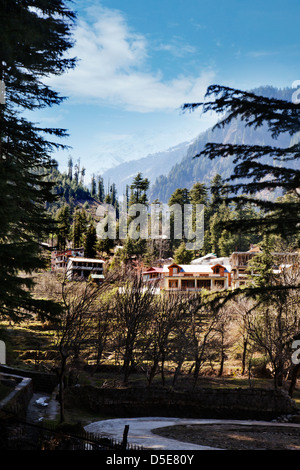 Gebäude in einer Stadt, Manali, Himachal Pradesh, Indien Stockfoto