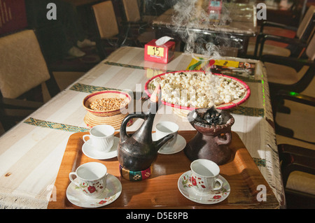 traditionelle äthiopische Kaffee-Zeremonie Stockfoto