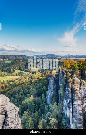 Mittelalterliche Felsenburg Neurathen, Sächsische Schweiz, in der Nähe von Dresden, Sachsen, Deutschland, Europa Stockfoto