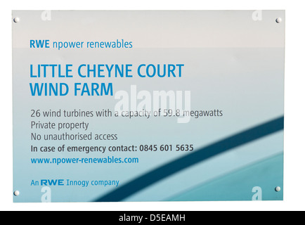 NPower wenig Cheyne Gericht Wind Farm Zeichen East Sussex UK Stockfoto