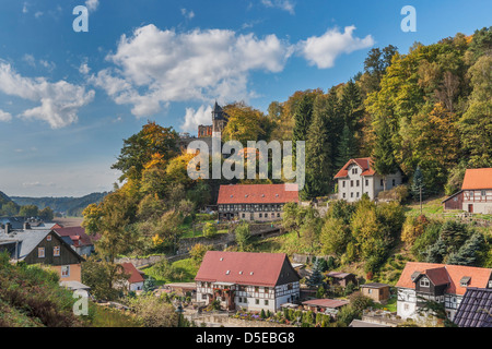 Health Resort niedriger Rathen, in der Nähe von Dresden, Sachsen, Sächsische Schweiz, Elbsandsteingebirge, Europa Stockfoto