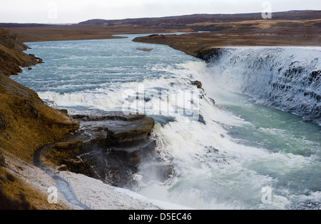 Der Gullfoss Wasserfall in Island im winter Stockfoto