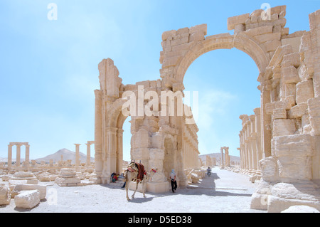 Monumentale Bogen, Triumphbogen oder Bogen des Septimius Severus in Palmyra, Syrien Stockfoto