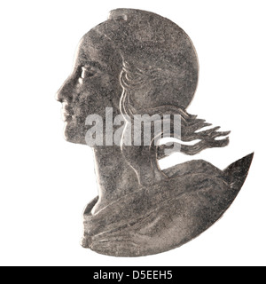 Marianne aus 20 Rappen Münze, Frankreich, 1997, auf weißem Hintergrund Stockfoto