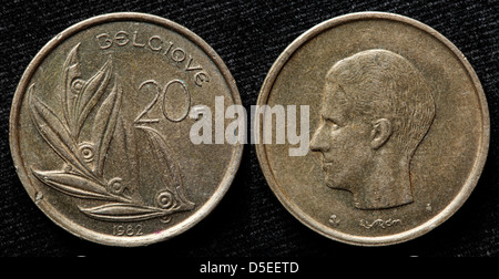 20-Franc-Münze, Baudouin i., Belgien, 1982 Stockfoto