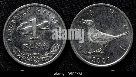 1 Kuna Münze, Kroatien, 2007 Stockfoto