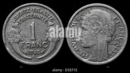 1-Franc-Münze, Frankreich, 1946 Stockfoto
