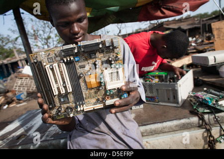 E-Schrott in Agbogbloshie Dump, Accra, Ghana. Stockfoto