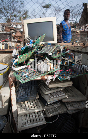 E-Schrott in Agbogbloshie Dump, Accra, Ghana. Stockfoto