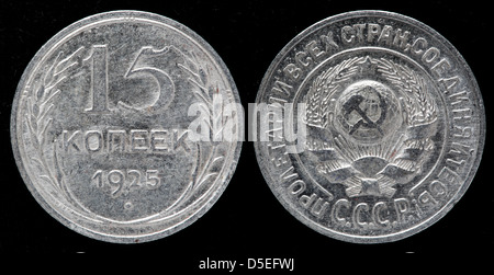 15 Kopeken Silber Münze, Russland, 1925 Stockfoto