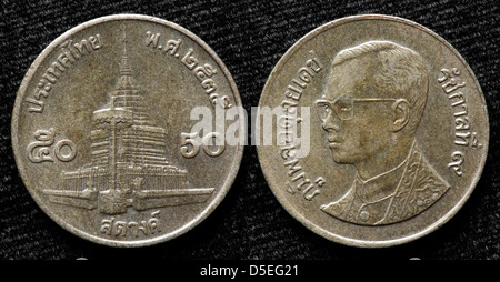 50 Satang (halbe Baht) Münze, Thailand Stockfoto