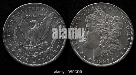 Morgan Dollar Silber Münze, USA, 1885 Stockfoto