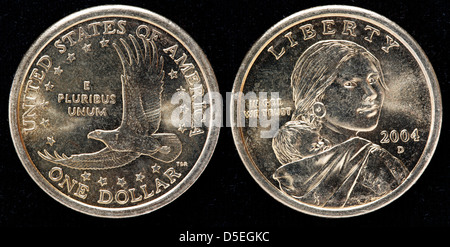 1-Dollar-Münze, Sacagawea Dollar, USA, 2004 Stockfoto