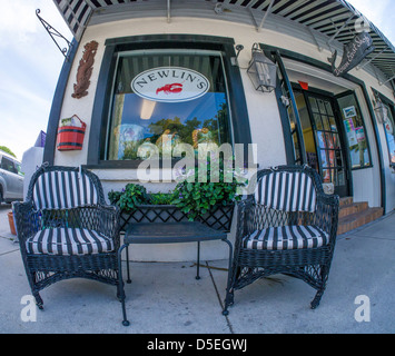 Fisheye-Objektiv Ansicht des Shops im Dorf von Boca Grande auf Gasparilla Island in Florida Stockfoto