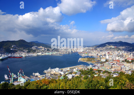 Ansicht der Bucht von Nagasaki, Japan. Stockfoto