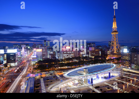 Nagoya, Japan Skyline bei Nagoya Turm. Stockfoto