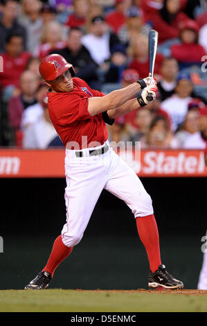 Anaheim, Kalifornien, USA. 30. März 2013.   Los Angeles Angels Center Fielder Peter Bourjos (25) at bat während der Major League Baseball Pre Saison Spiel zwischen den Los Angeles Angels und die Los Angeles Dodgers Stadium in Anaheim, CA. David Hood/CSM Engel Stockfoto