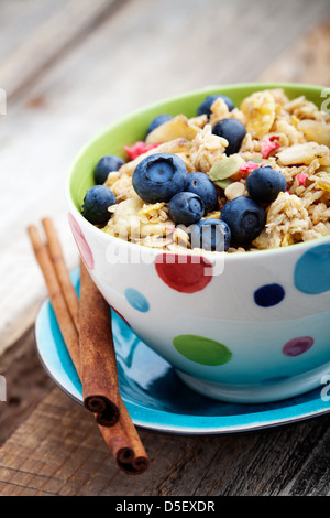 Frühstück-Müsli mit getrockneten Früchten und Samen Stockfoto