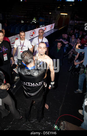 MMA Fighting Championship 2013 Rom, das Spiel zwischen Mohamed Byadi Simo (Global Martial Gladiatoren) und Gabriele Nanosetti. Stockfoto