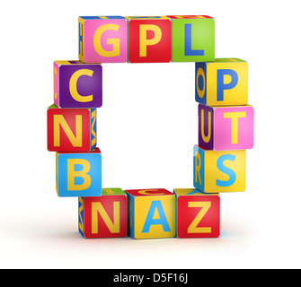 Buchstabe O von ABC Würfel für Kinder-Zauber-Bildung Stockfoto