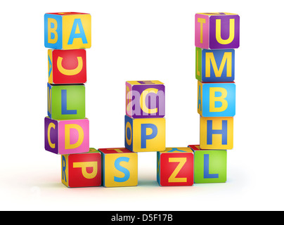 Buchstabe W von ABC Würfel für Kinder-Zauber-Bildung Stockfoto