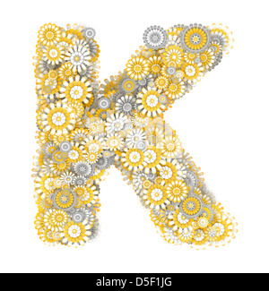 Alphabet von Kamille Blumen, Brief-Form Stockfoto