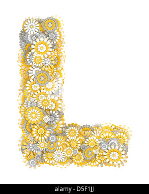 Alphabet von Kamille Blumen, Brief-Form Stockfoto