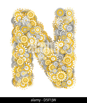 Alphabet von Kamille Blumen, Brief-Form Stockfoto