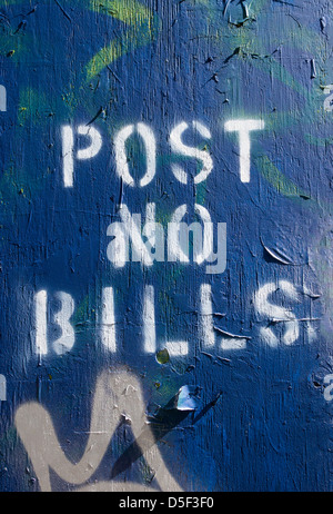 Post No Bills unterzeichnen auf der Baustelle Stockfoto