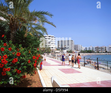 Strandpromenade, Santa Eularia des Riu (Santa Eulalia Del Rio), Ibiza, Balearen, Spanien Stockfoto