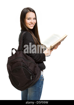 Porträt einer überzeugt junge Brünette Studentin. Stockfoto