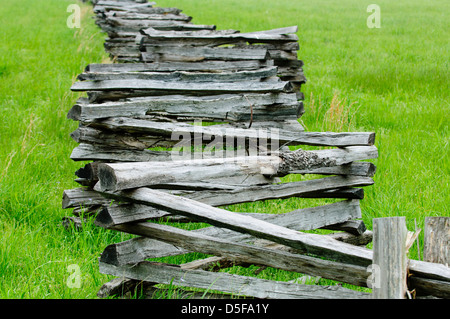 Log-Zaun am Pea Ridge National Military Park, Garfield, Arkansas Stockfoto