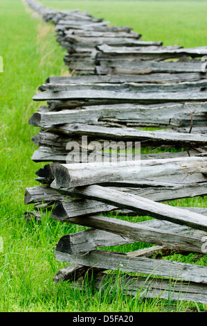 Log-Zaun am Pea Ridge National Military Park, Garfield, Arkansas Stockfoto