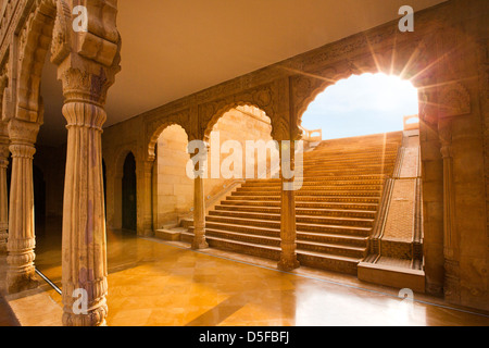 Architektonisches Detail eines Forts, Jaisalmer Fort, Jaisalmer, Rajasthan, Indien Stockfoto