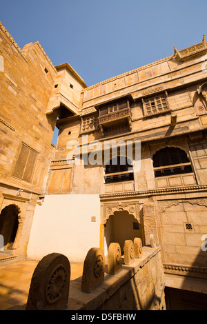 Architektonisches Detail eines Forts, Jaisalmer Fort, Jaisalmer, Rajasthan, Indien Stockfoto