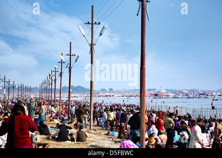 Pilger in die Kumbh Mela, Allahabad, Uttar Pradesh, Indien Stockfoto