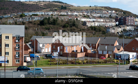 Bellway Häuser Showhome Website freigegebenen Eigenkapital Neubaugebiet unter Qualitätsorientierung Hill in Swansea in Wales Großbritannien Stockfoto