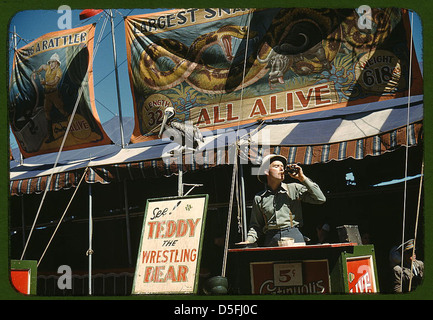 Barker auf dem Gelände an der Vermont State fair, Rutland (LOC) Stockfoto